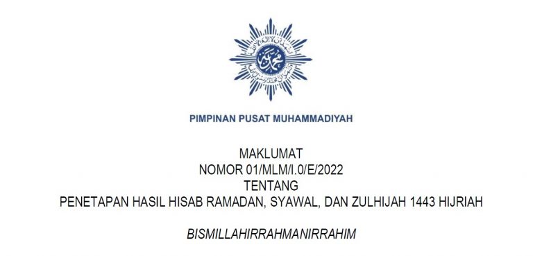 Maklumat Penetapan Hasil Hisab Ramadan, Syawal, Dan Zulhijah 1443 Hijriah