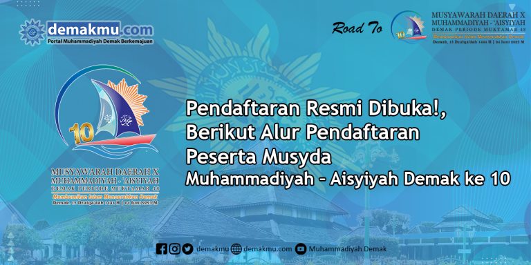 Pendaftaran Resmi Dibuka!, Berikut Alur Pendaftaran Peserta Musyda Muhammadiyah – Aisyiyah Demak ke 10