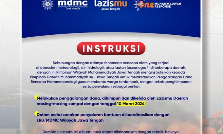 Siap Siaga Hadapi Bencana Hidrometeorologi, PWM Jateng Instruksikan Penggalangan Dana untuk Seluruh PDM dan AUM!